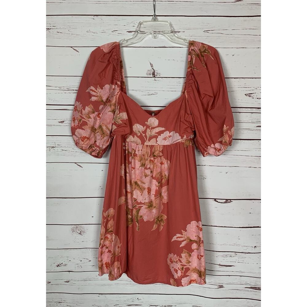 Free People Women’s S Small Short Puff Sleeve Floral Spring Summer Mini Dress